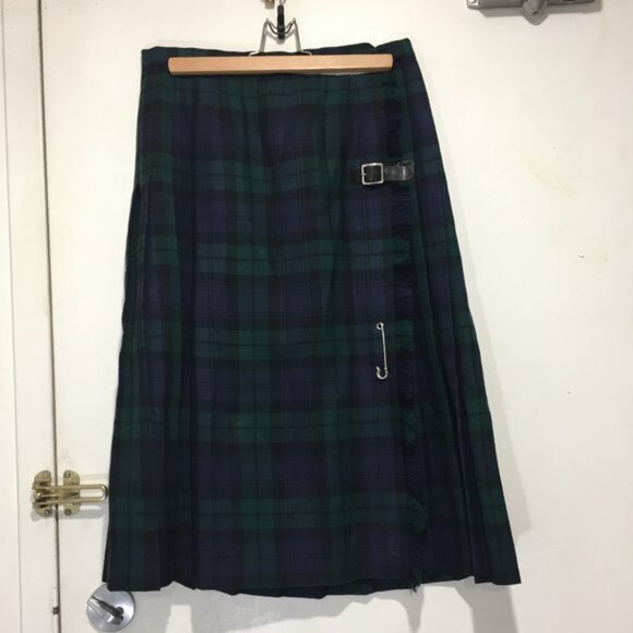 VINTAGE HIGHLAND QUEEN PLAID PLEATED MIDI SKIRTS SIZE 14P - Picture 1 of 9